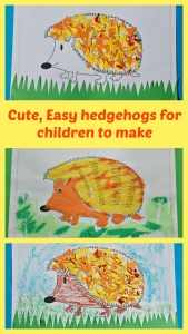 Cute, easy hedgehogs for children to make using a colouring page from Activity Village as the template