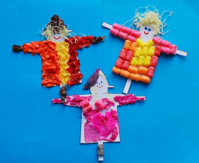 Easy Scarecrow Craft activity inspired by The Scarecrow's Wedding by Julia Donaldson and Axel Scheffer. Made using a template from Activity Village