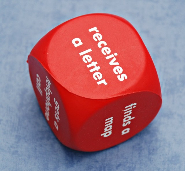 Learning Resources Story Starter Cubes. Great for helping the kids get some ideas for stories. Encourages writing