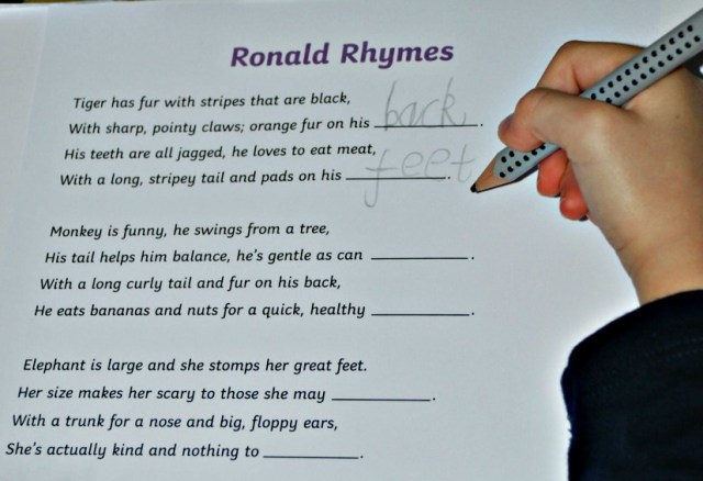 Ronald the Rhino Rhymes from Twinkl Resources. Great way to get the kids to practice writing rhyming sentences