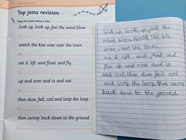 Schofield & Sims Handwriting Practice 2 book. Joined up handwriting practice. cursive