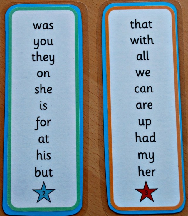 High Frequency Word Bookmarks from Activity Village