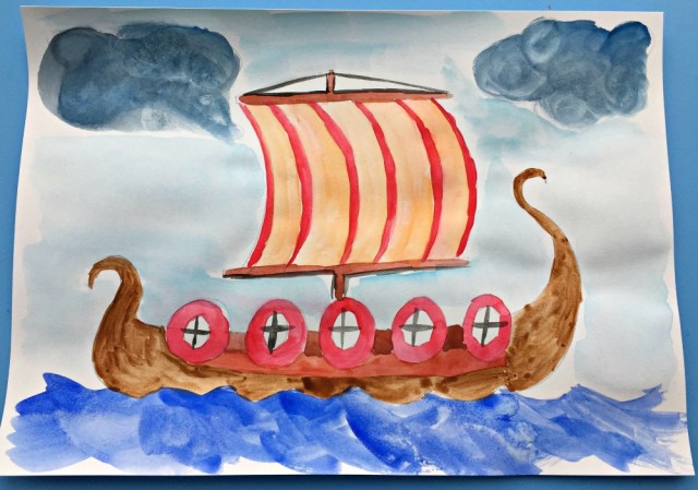 A Viking boat painting
