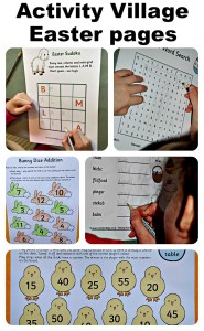 Activity Village Easter themed pages. Word puzzles, maths pages, mazes and more