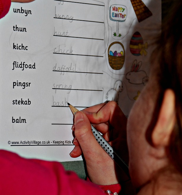 Activity Village Easter themed word scramble