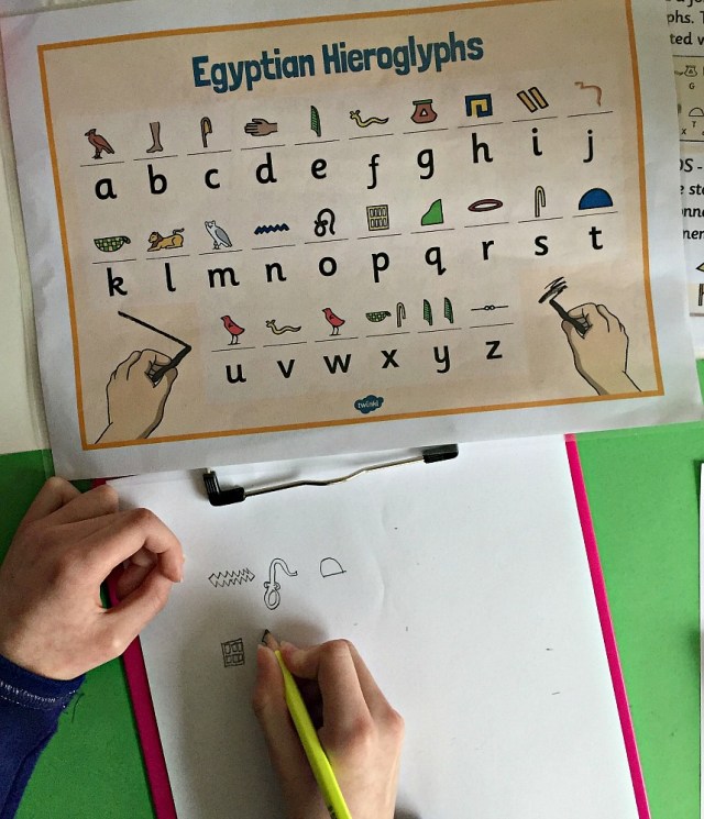 Egyptian Hieroglyphs. Fun Egyptian activity for young kids to do when they are learning about Ancient Egypt