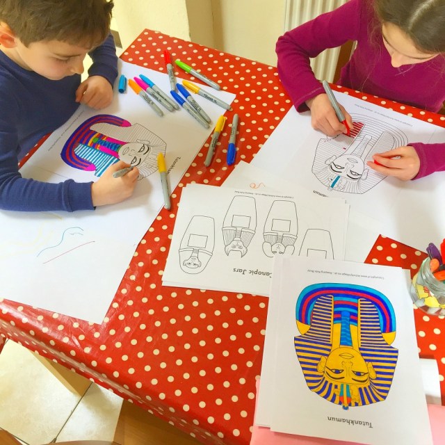 Tutankhamun colouring pages from activity village
