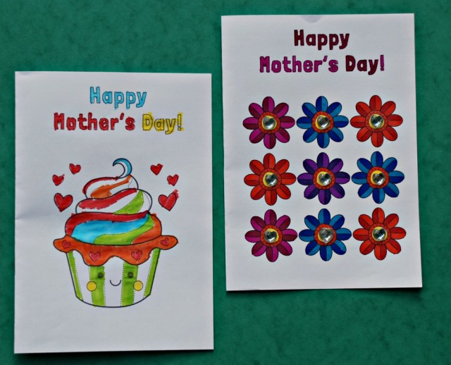 Happy Mother's Day colouring cards from Mrs Mactivity. Free to download
