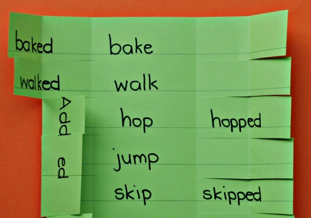 Home made learning aid for past tense verbs when you need to add ed and double the last letter