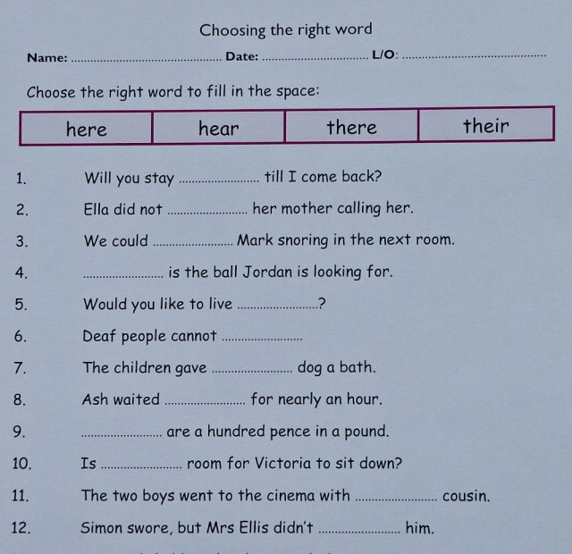 Teachit primary Website. Homophone page. There and their. Free to download