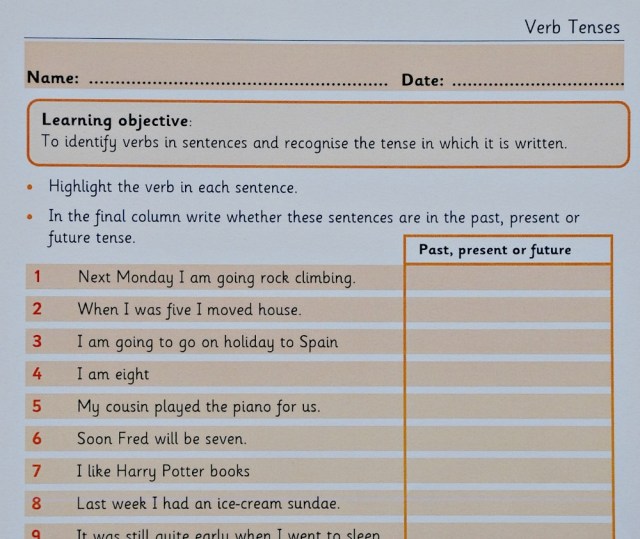 Teachit primary Website. Free to download Verb Tense page