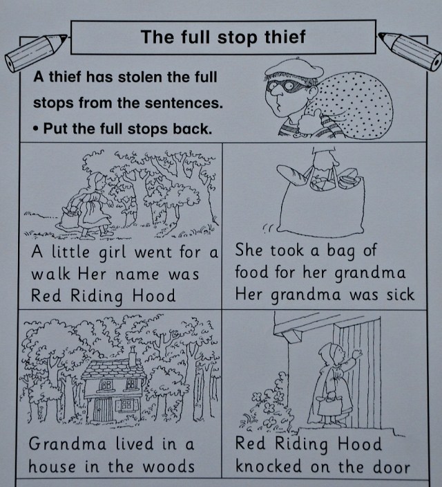 Teachit Primary website. Free to download the Full Stop thief page