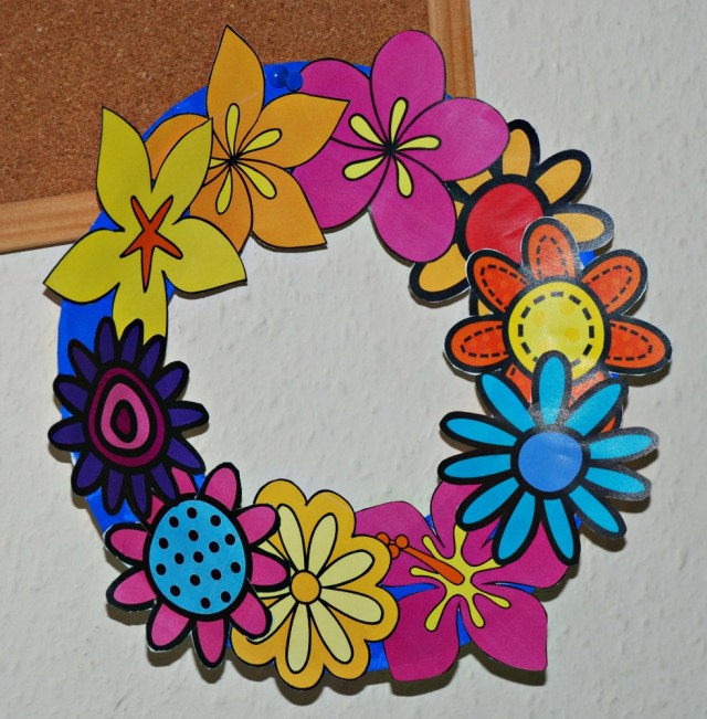 Flower Wreath made from the flower cut-out images from Activity Village