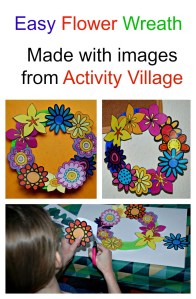 Easy Flower Wreath. Made with Images from Activity Village