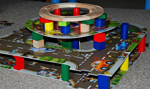 Giant Road Puzzle used to build a mult-leveled transport hub