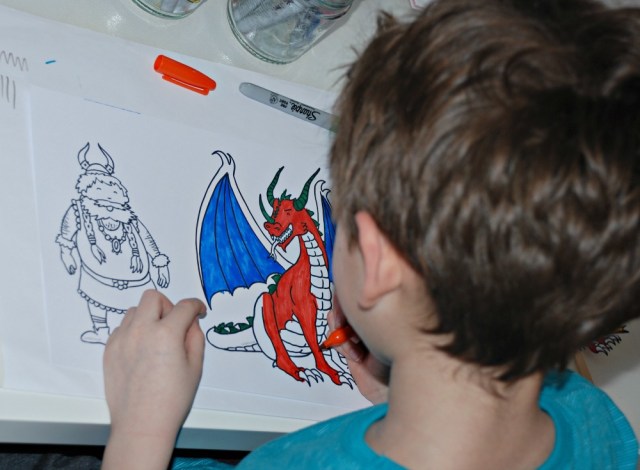 Colouring in the black and white How To Train YOur Dragon Stick Puppets