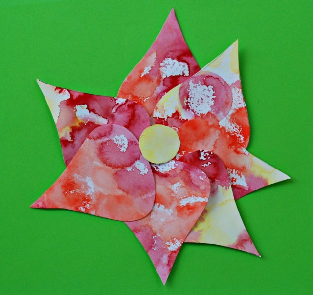 Teardrop tree template from Activity Village used to create a flower picture
