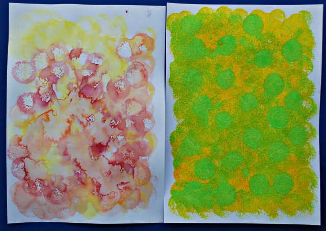 Watercolour with dabbers verses acrylic paint with dabbers