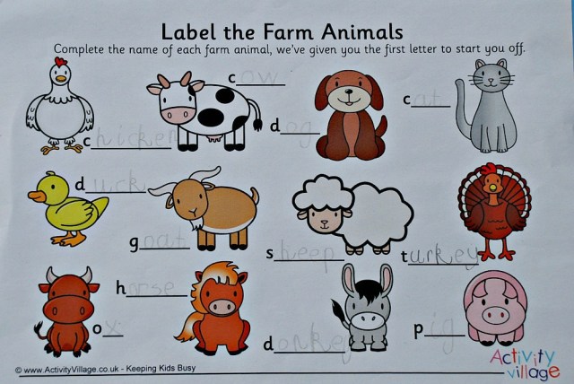 Activity Village label the farm worksheet
