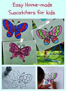 Easy and Fun home-made suncatcher craft for children.  perfect for Spring, Summer and as a Minibeast activity