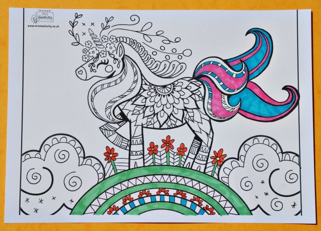 Mrs Mactivity detailed Unicorn colouring page part of their premium package