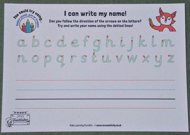 Mrs Mactivity Free to download I can write my own name page