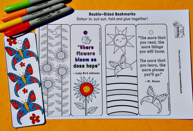 Mrs Mactivity Spring themed colouring bookmarks