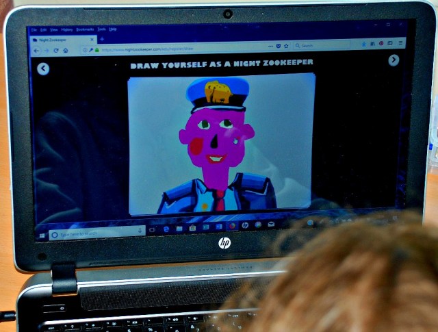 Night Zookeeper website. Each child designs their own avatar