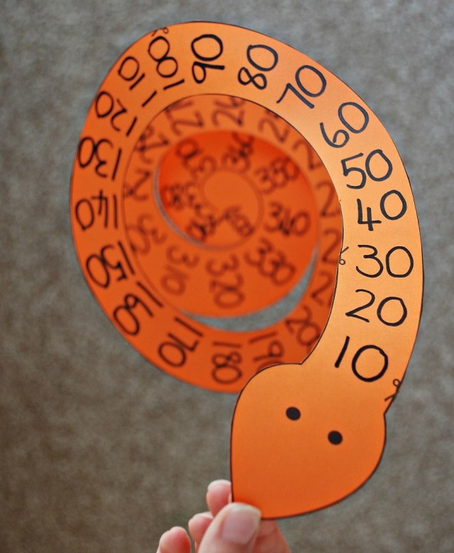 Counting in 10's spiral snake. Fun way to learn skip counting