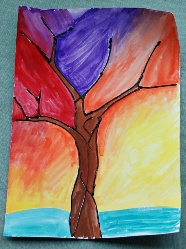 Dimensional Paint and watercolour tree picture