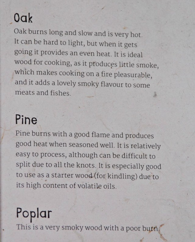 Forest School Adventure. Outdoor Skills and Play for Children. Different type of trees to use for firewood