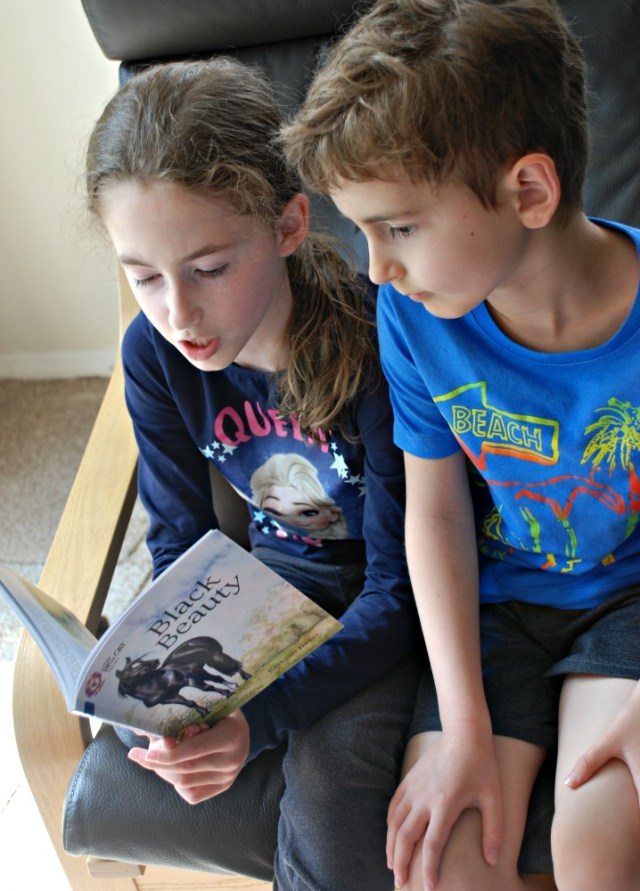 reading the Children's classic story Black Beauty. The version used is the Collins BIG CAT reader version