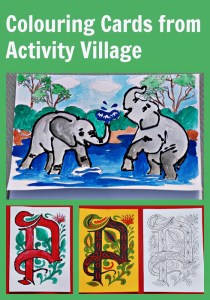 Colouring Cards from Activity Village. Wide range. great way for the kids to get involved in making their own cards