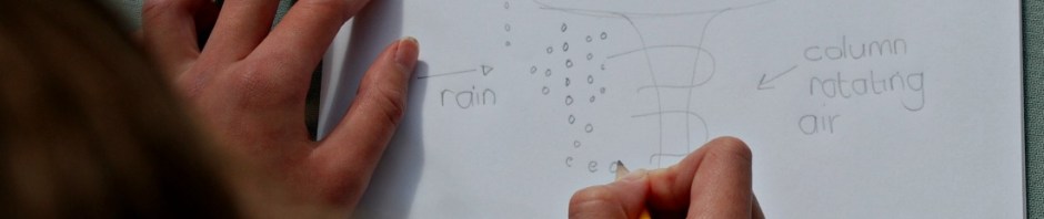 Drawing her own picture of a tornado