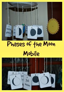Phases of the Moo Mobile mad using matching cards from the Activity Village site. Great as a visual aid for home education