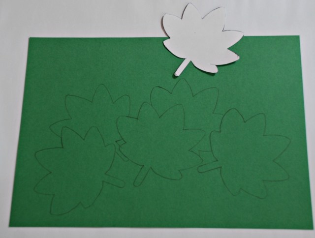 Drawing a leaf picture using templates from Activity Village