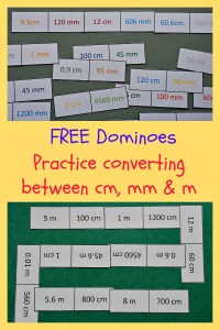 Free to download measurement dominoes. Helps kids to practice converting between cm, mm and m