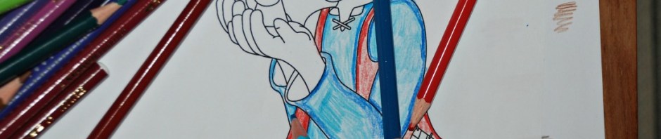 colouring the BFG picture while listening to the audio story