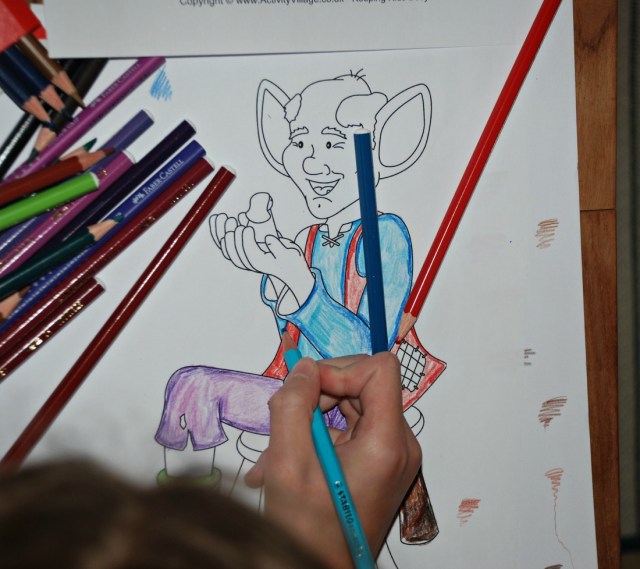 colouring the BFG picture while listening to the audio story