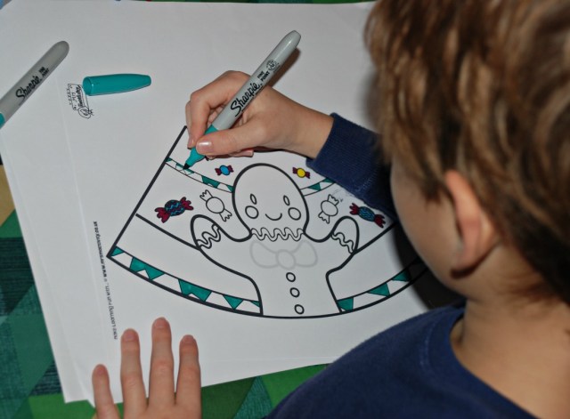 Colouring in the Gingerbread man cone toy from the Mrs Mactivity site