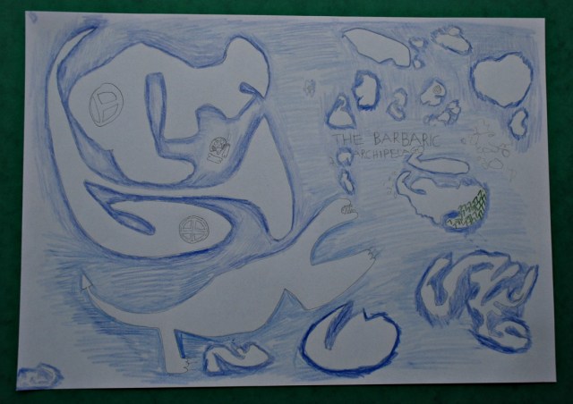 creating a map of fictional Viking islands after reading the How to Train Your Dragon books