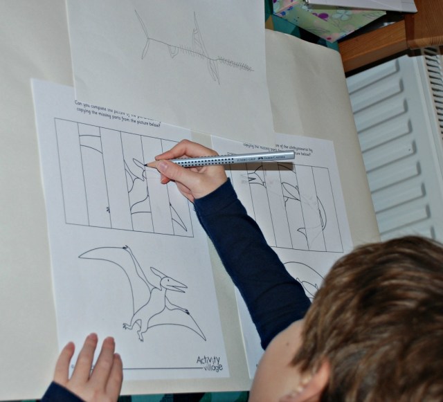 Complete the Dinosaur pictures downloaded from the Activity Village site