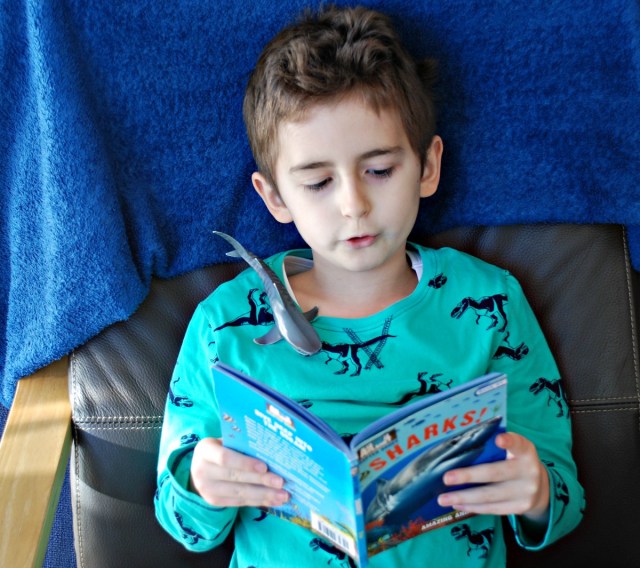 Reading his Shark book