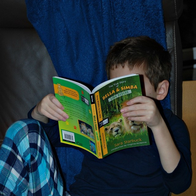 reading the Born Free story Bella and Simba