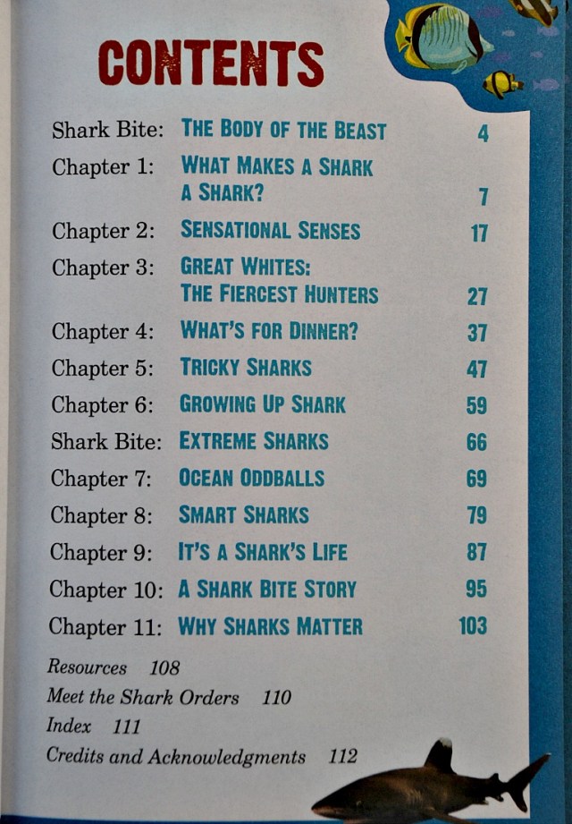 Sharks. Animal Planet Chaper Book the contents page