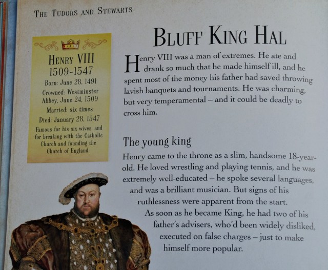 Usborne History of Britain series. Kings and Queens Book includes Henry VIII and his Tudor dynasty