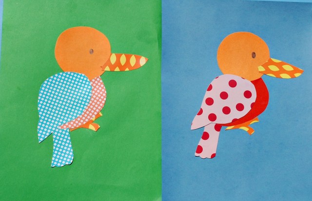 Colourful Paper Collage. Different bird pictures