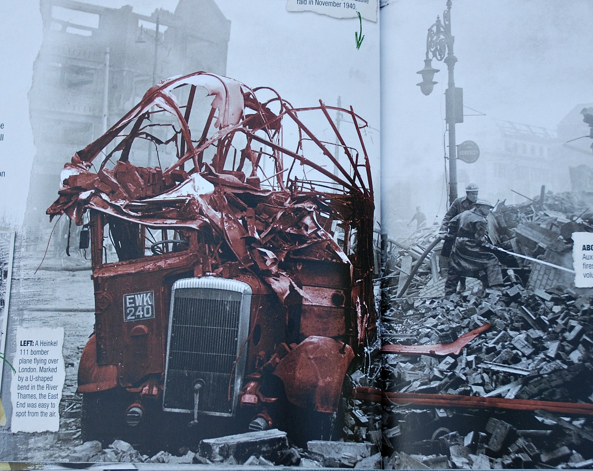 The Story of the Second World War for children. Images of destruction