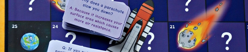 The Space race board game by Oaka Books. The board with some questions