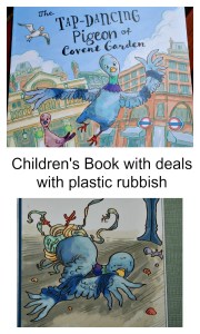 A Children's book that deals with plastic rubbish and how to harms animals. The Tap Dancing Pigeon of Covent Garden